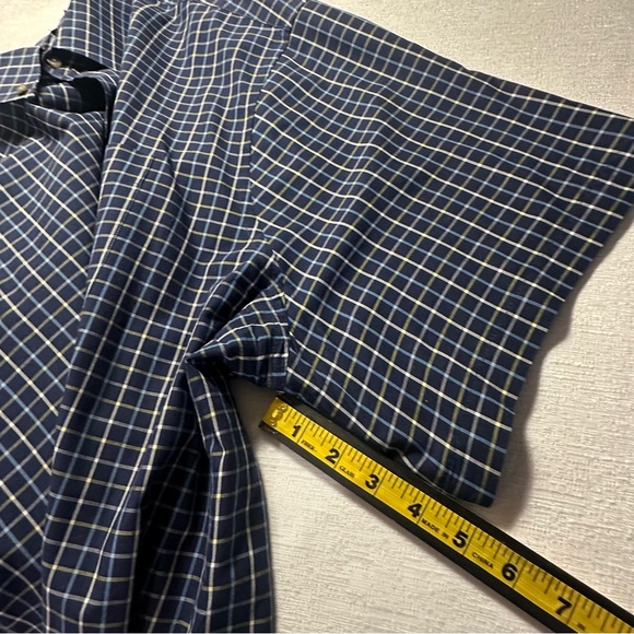 HB Harbor Bay Navy and White, Yellow Plaid  Short Sleeve Shirt 4XL - Picture 8 of 14